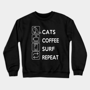 Cats Coffee Surf Repeat Crewneck Sweatshirt